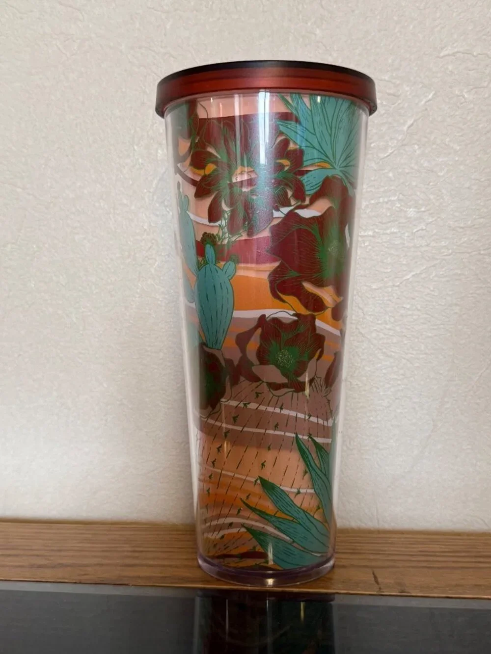 Starbucks Floral Desert Cactus - Themed Insulated Tumbler With Lid 16 oz EUC